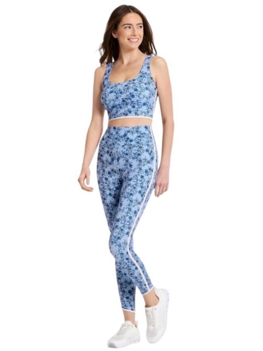 JoyLab Matching Workout Set Blue Floral Sports Bra + Leggings Joy Lab Gym XXS